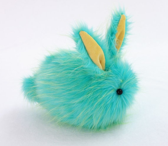 Benjamin Bunny Aqua Faux Fur Stuffed Toy Plushie - Large Size