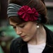 Charcoal and raspberry Rosette Stretch headband- Garlands of Grace classic winter
