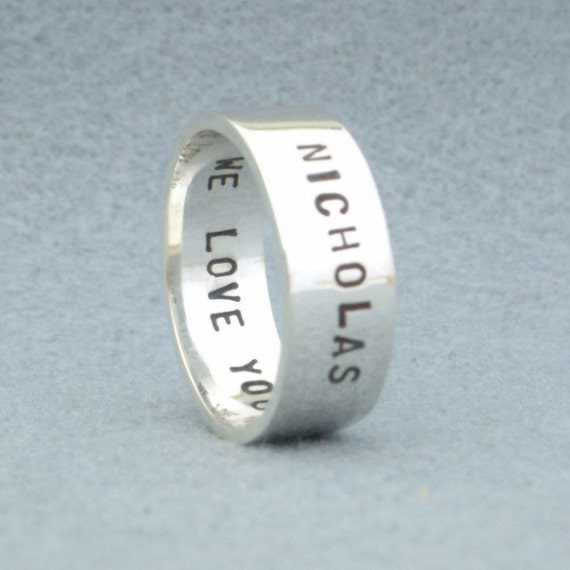 Wide Boy 8mm Sterling Silver Stamped Ring. A promise ring