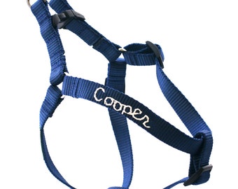 Nylon Webbing Personalized Embroidered Dog Harness -- 18 colors
