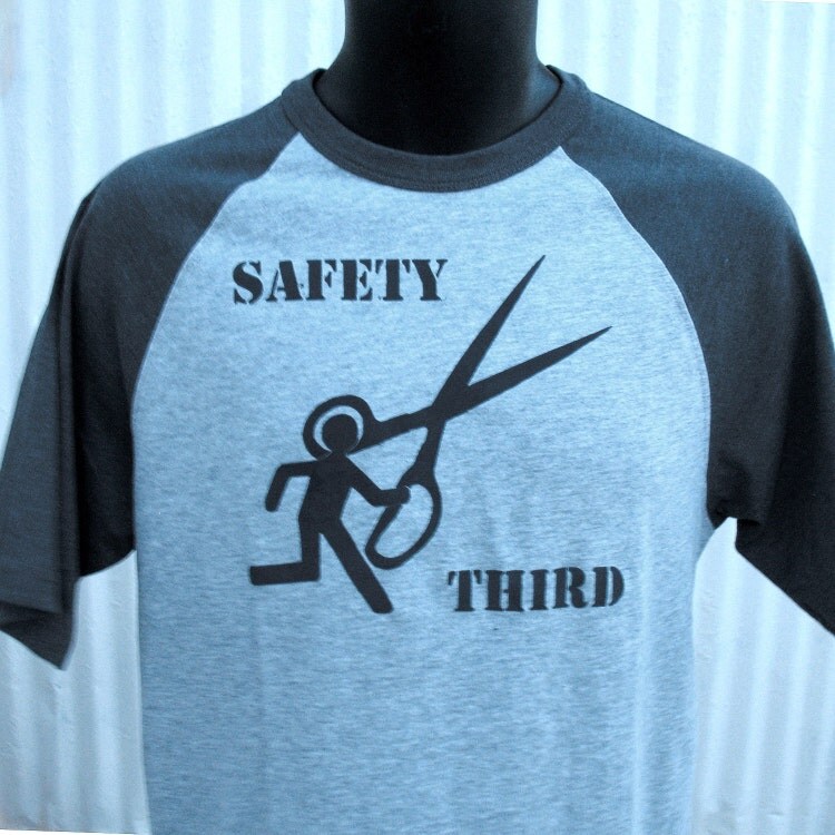SAFETY THIRD tshirt Running with Scissors Mens by SafetyThird