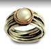 RESERVED to Lars - 14K White gold integrated rose gold ring inlaid champagne diamond - sz 6 -Imagine life in peace
