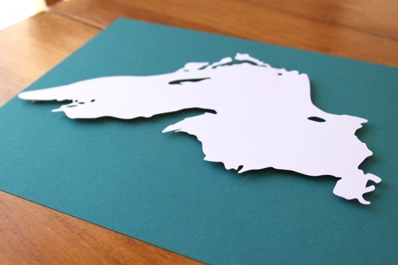 Lake Superior Silhouette 8 x 10 original papercut by Crafterall