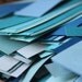 Large Box of Blue Paper Scraps