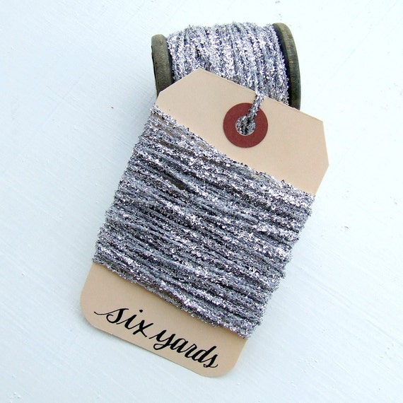 Silver Tinsel String 6 Yards of Shiny Sparkle Metallic Twine
