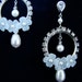 Reserved For Marina - Rhinestone Flower Earrings, Pearl Bridal Earrings, Vintage Wedding Jewelry, Something Blue - The Mila