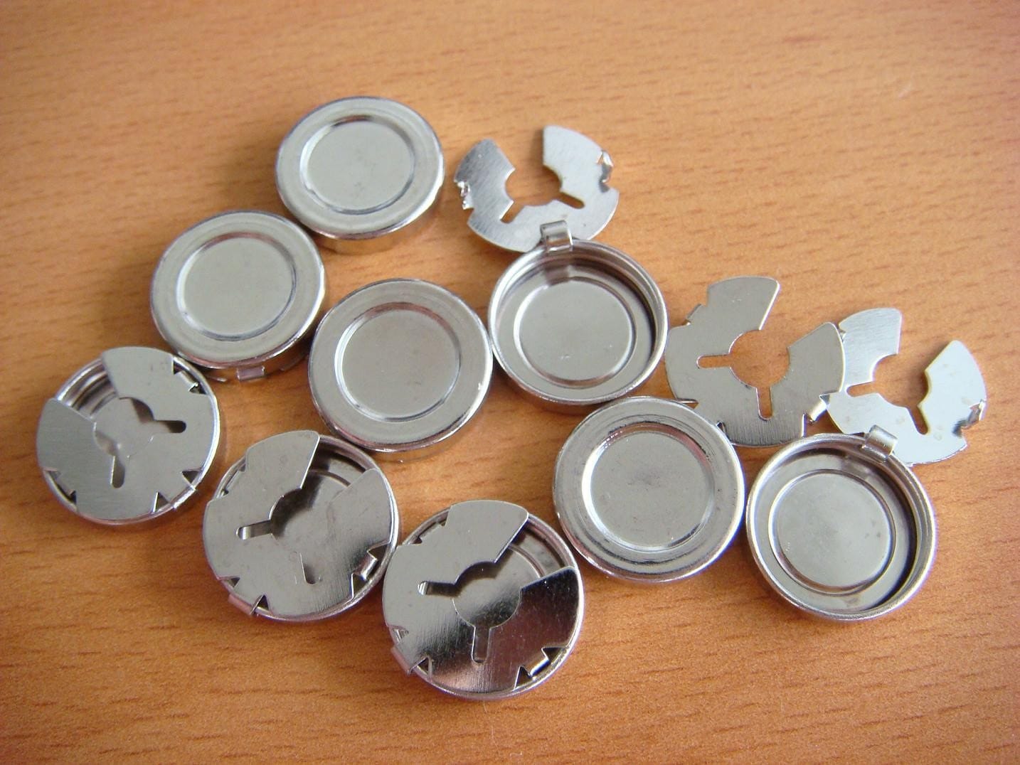 Silver coloured button cover clip on findings 18mm