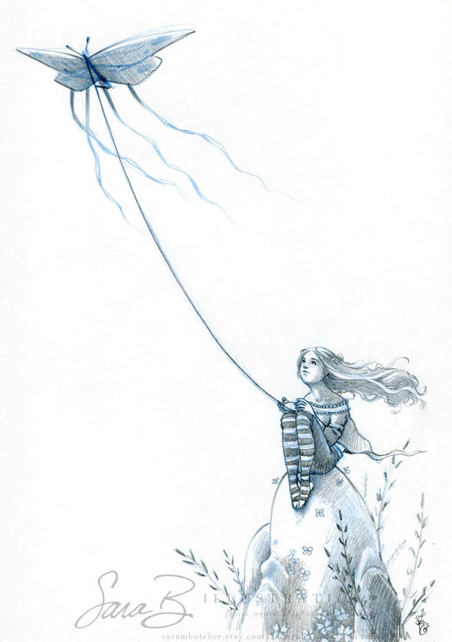 Golden Kite Original Pencil Sketch