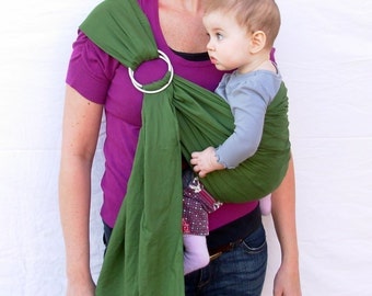 The Original Rustic Baby Sling in Olive Green- Ring Sling for infant or toddler