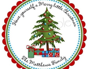 Personalized Christmas Stickers, Christmas Tree,Christmas labels,Holiday, favor labels,Gifts, Labels, set of 12