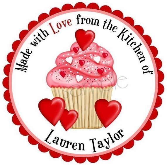 Valentines Day Stickers, Cupcake, Valentines Day, Hearts, Red, Pink, Children, Kids, set of 12 Il_570xn