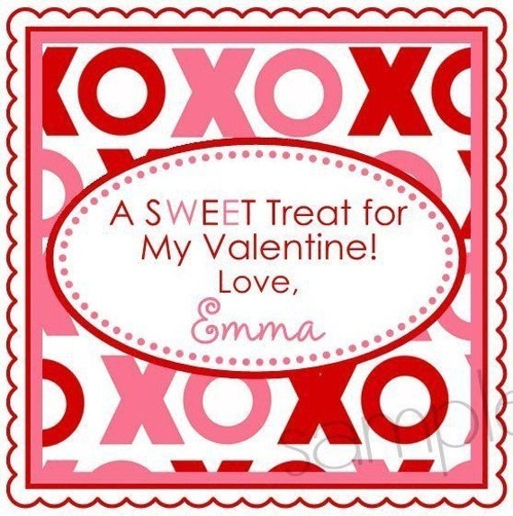 Valentines Day Stickers, XOXO, Valentines Day, Red, Pink, Love, Sweet, Candy, Labels, Children, Kids, Favor, Custom, set of 20 Il_570xn