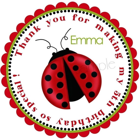 Ladybug birthday party Stickers, Ladybug party, Bugs, Personalized stickers, insects, favor Labels,set of 12 Il_570xn