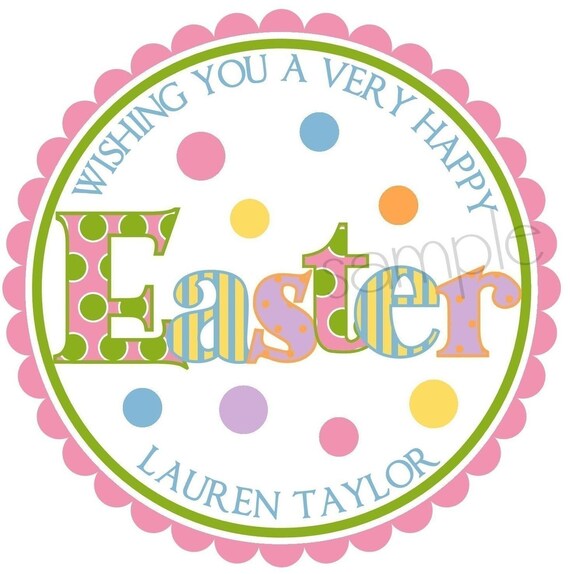 Personalized Easter Stickers, Easter, Candy, Easter Basket, Labels, Seals, set of 12 Il_570xn