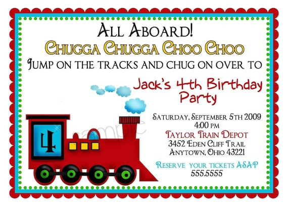 Train Invitations For Kids Birthdays 2