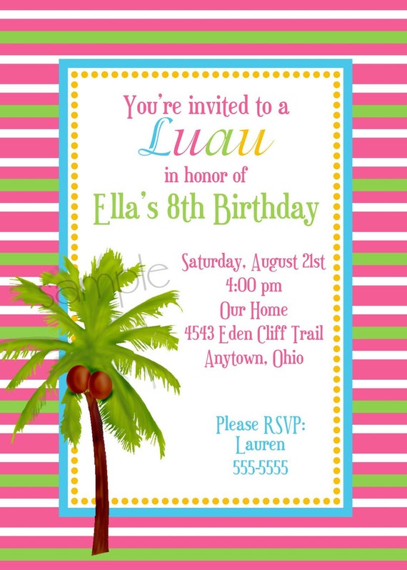 Printable Hawaiian Luau invitations, DIY, Aloha invitations, Luau ...
