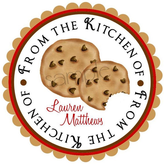 Personalized stickers, Chocolate Chip Cookies, Baking, cooking, hostess, housewwarming, kitchen, favor, Labels, Seals, set of 12 Il_570xn
