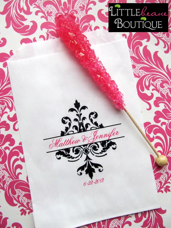 Damask Candy Bags, Damask favor bags, Favor bags, Candy Buffet, Wedding, Bridal Shower,CUSTOM COLORS,Set of 24 Il_570xn