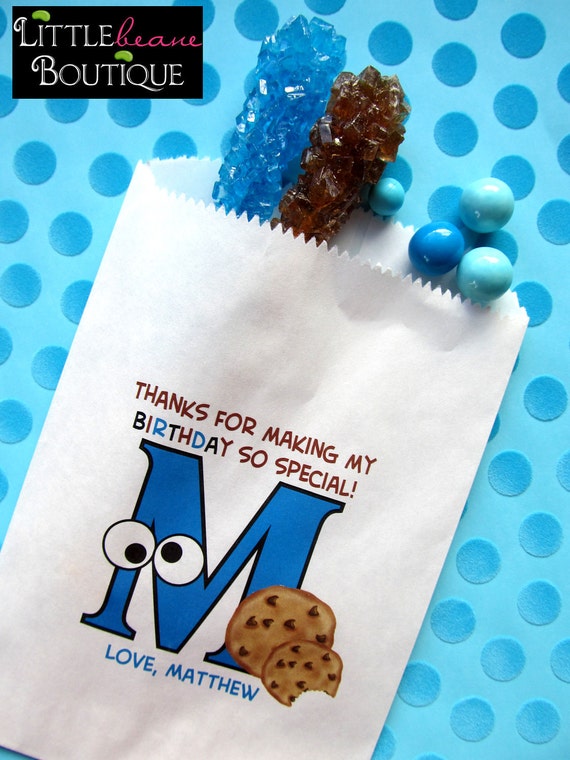 Cookie bags, Googly eyes, Cookie, Birthday Party, monster, chocolate chip cookies, Favor bags, candy bags, Treats Il_570xn