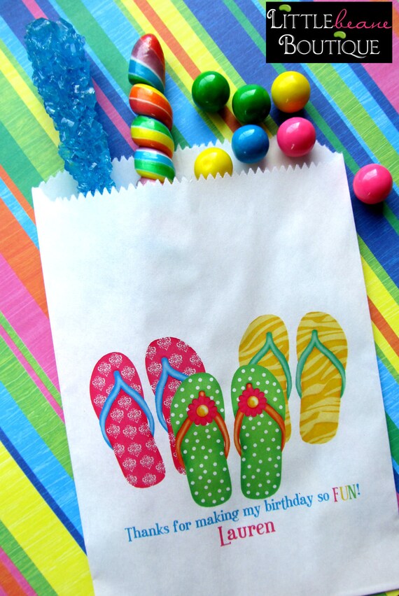 Flip Flop Birthday party, Flip flops, Flip flop Favor bags, Flip flop candy bags, Candy Buffet bags, Birthday party, Sweets, Treat bags Il_570xn