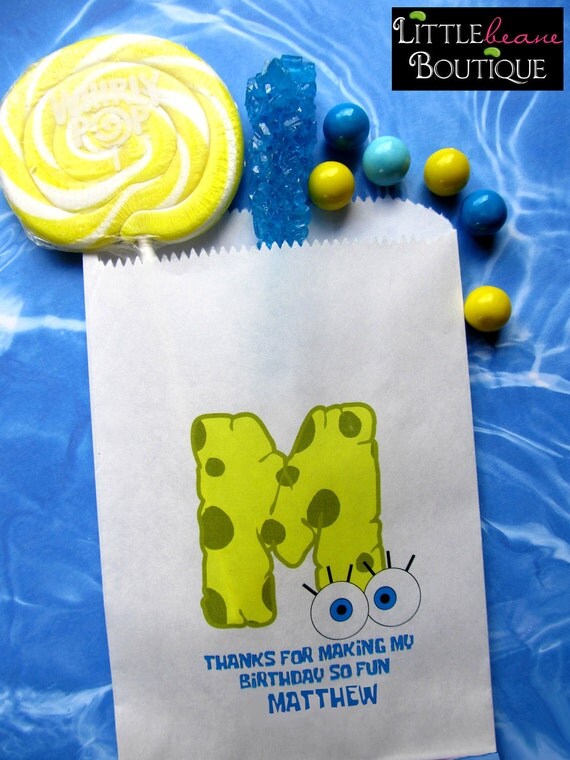 Items similar to SpongeBob birthday party, Candy bags, favor bags ...