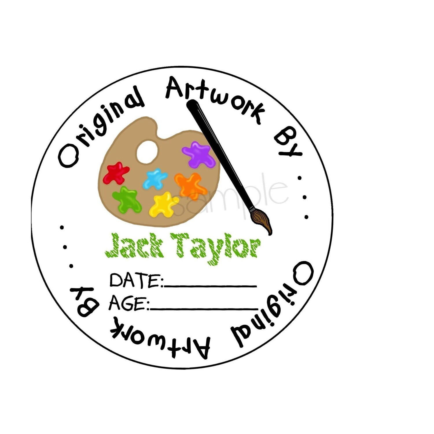 Personalized Stickers Paint Palette Paint brush Childrens