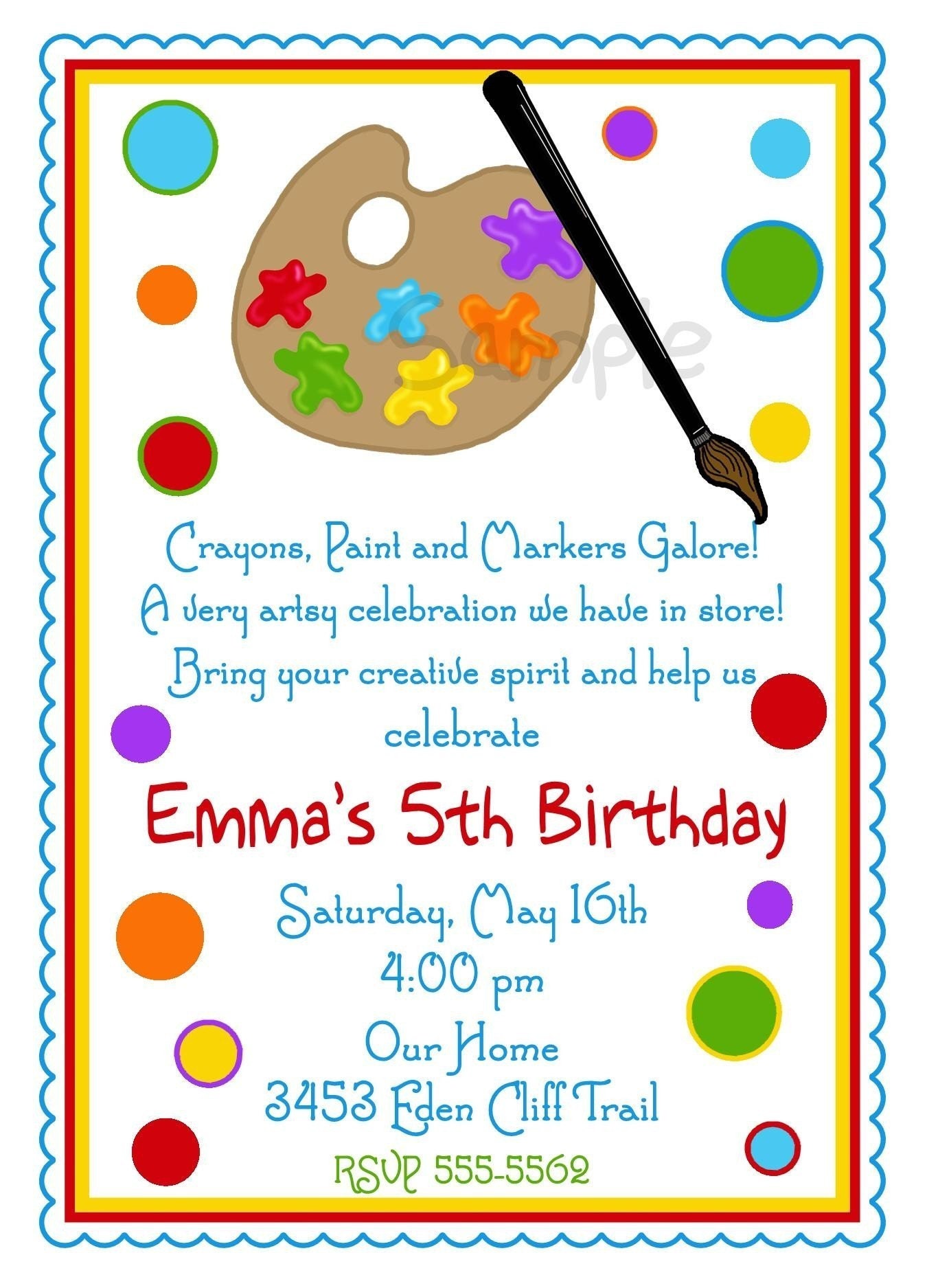 Art Themed Birthday Invitations 9