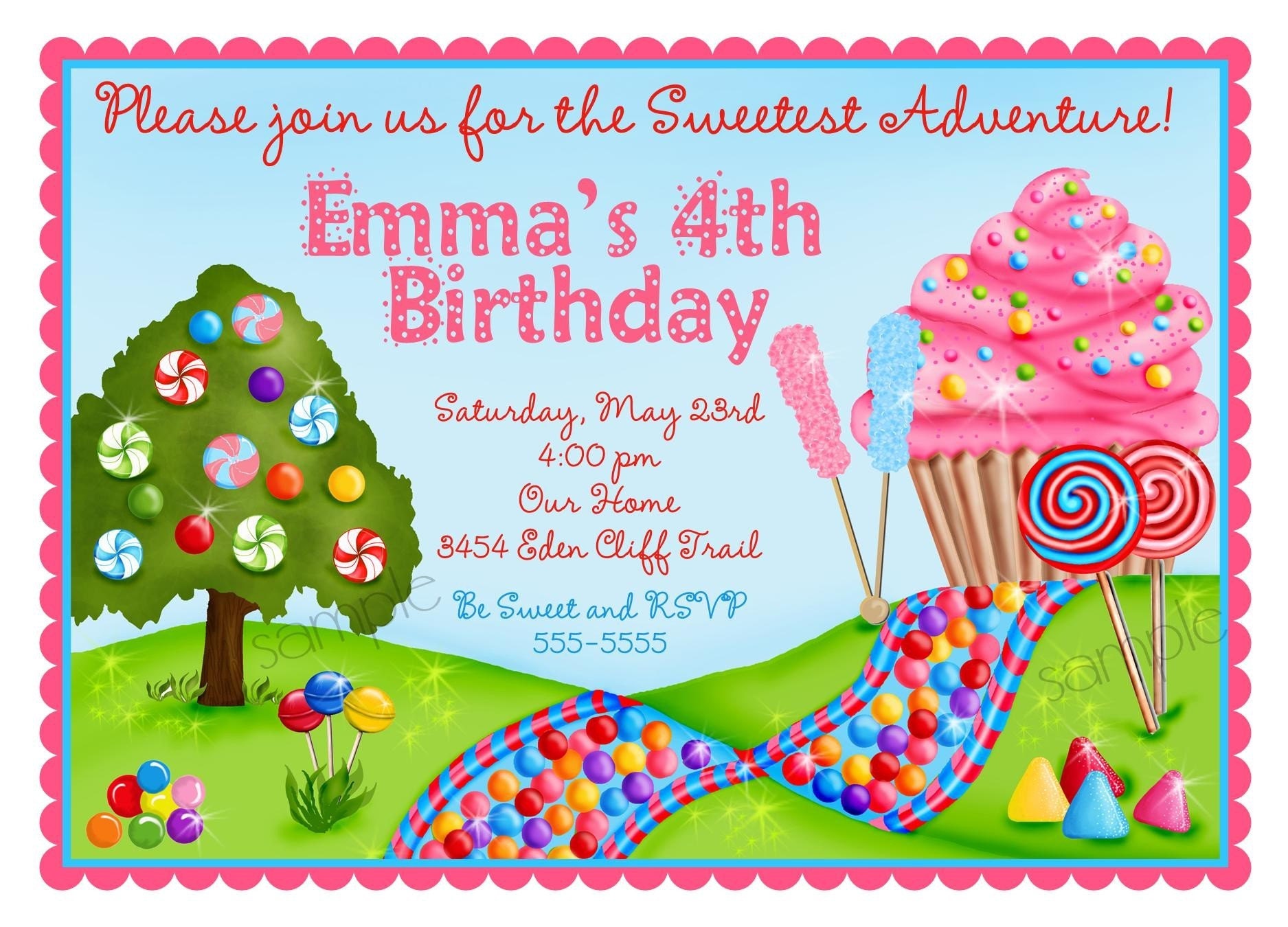 for birthday ideas wording invitations Candy Personalized LittlebeaneBoutique by Invitations Oh Sweet