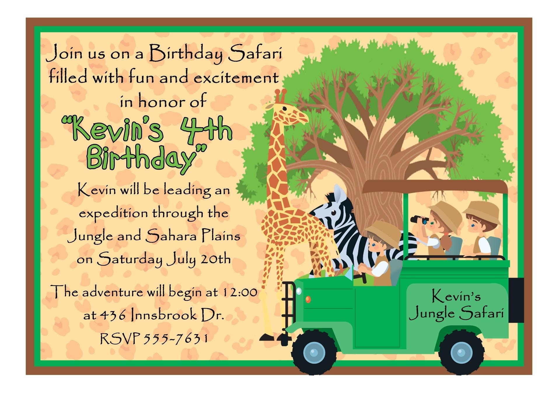 Safari Invitation Wording 10