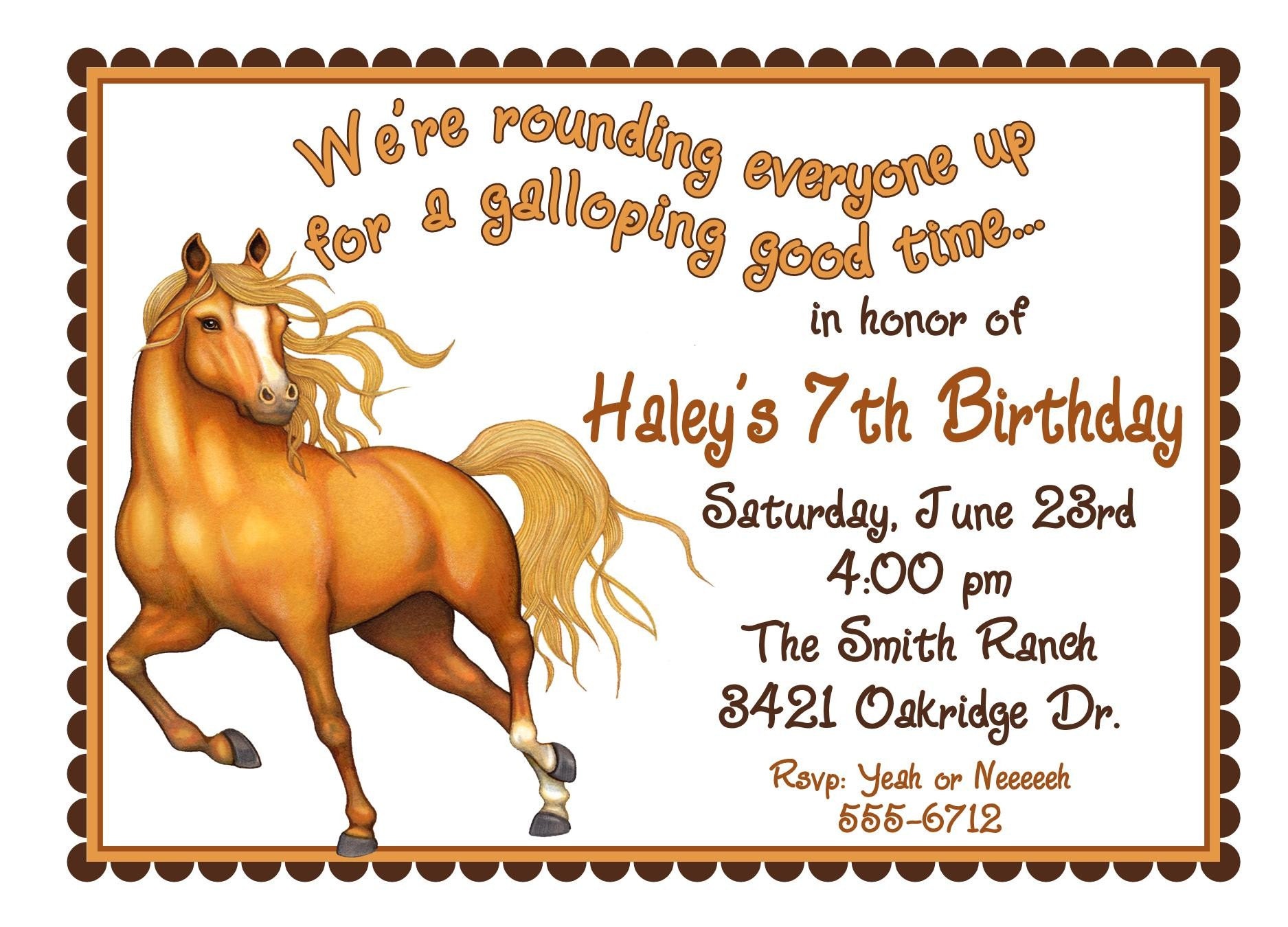 Culturatudela Horse Birthday Invitations Free