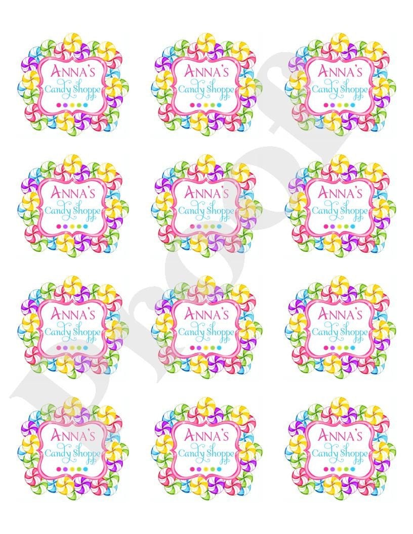 Personalized Candy Stickers Candy Shoppe Swirl Rainbow
