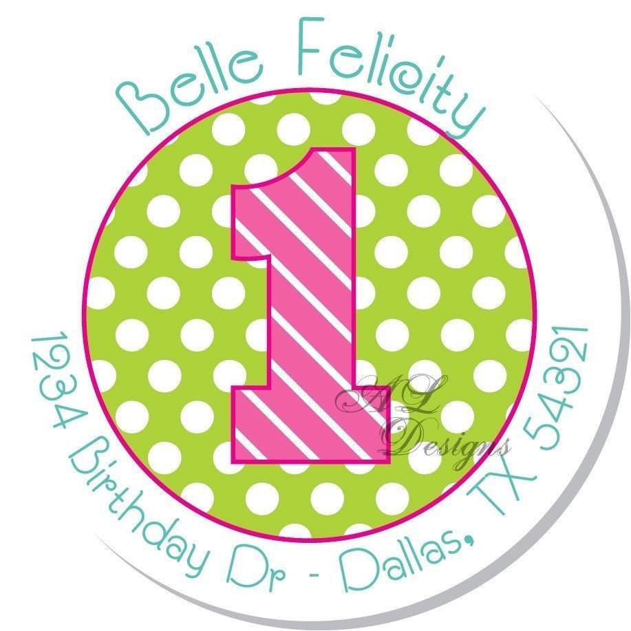 Personalized Birthday Stickers Girl Birthday Number