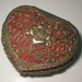 Hearty Heart Box - Trinket Casket - Vintage 70s Silver Plated Red Velveteen Lining