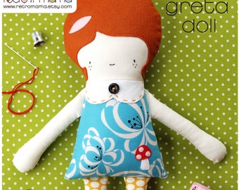 Girl Doll - Fabric Doll - Greta Doll PDF Sewing Pattern - Instant Download