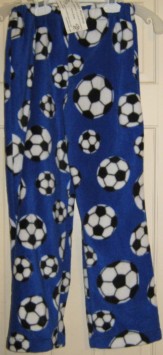 Soccer balls on blue fleece sleep pj or lounge pants sz 4 SALE