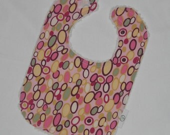 Alexander Henry Pink and Green Kleo Bangle Dots and Chenille Bib - SALE