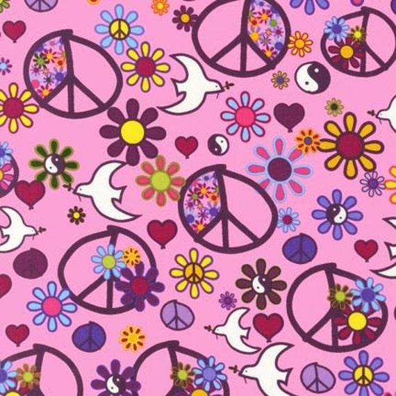 Sale Peace Signs Hippie Flower Pink