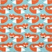 Monaluna Fabric - Anika Foxy Foxes - Organic Cotton - Blue 11 inches