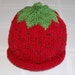 Strawberry Baby Hat with Green Beads Cotton-Rayon Blend (6-12 months)