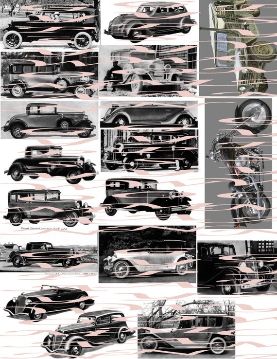 Digital Collage Sheet vintage cars .scrapbooking..3G