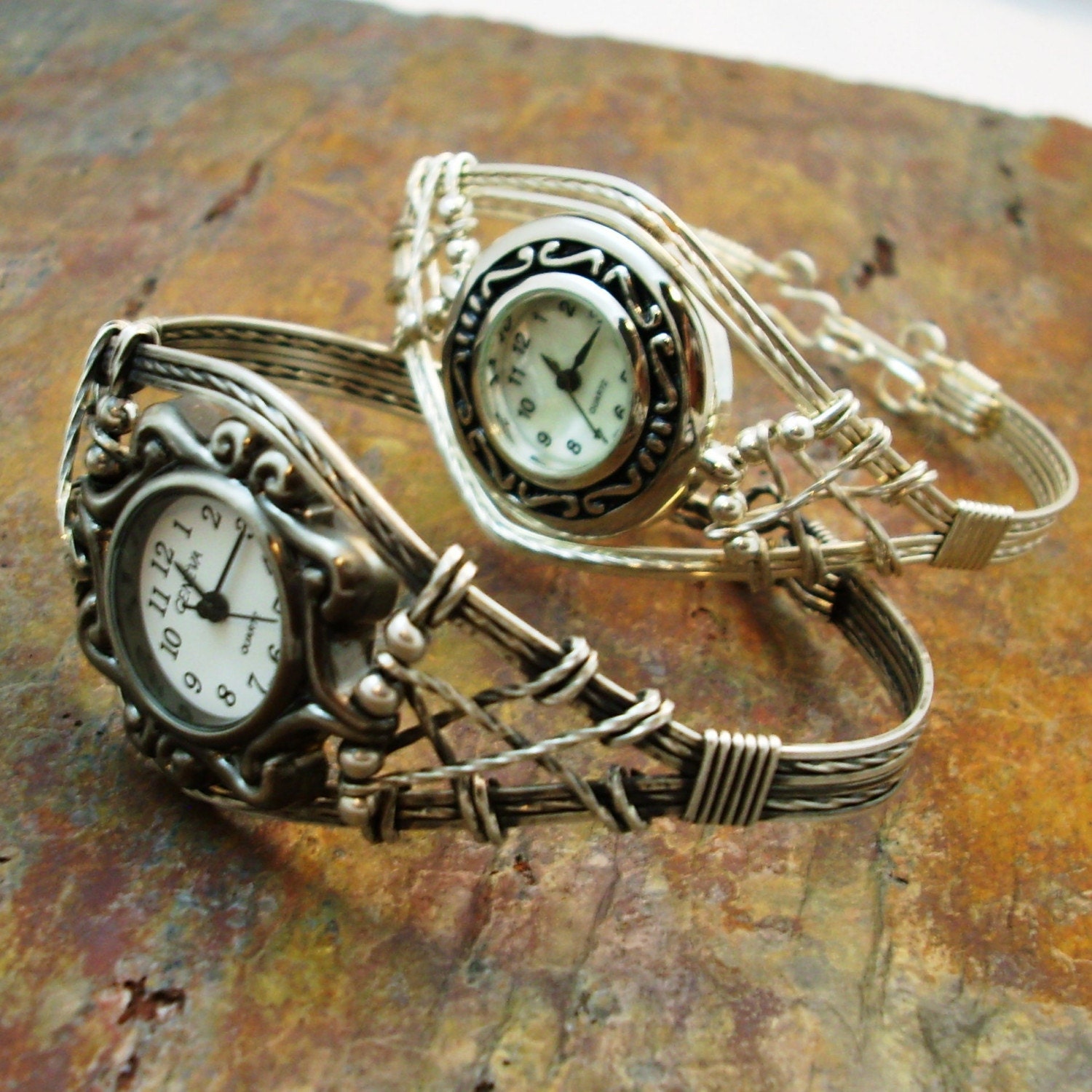 WATCH Sterling Silver Wire Wrapped Watch Bracelet Unique