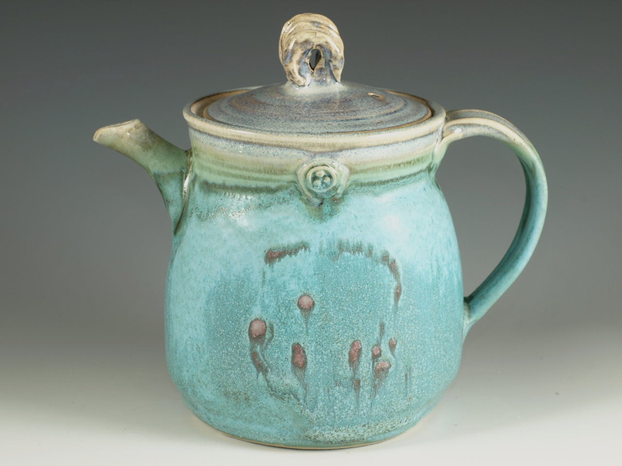 Pottery teapot in turquoise glaze 3.5 cups loose leaf