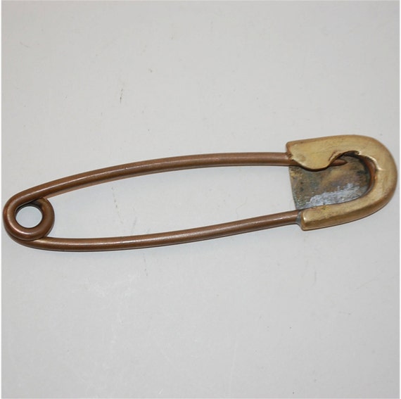 vintage large industrial brass safety pin laundry dry