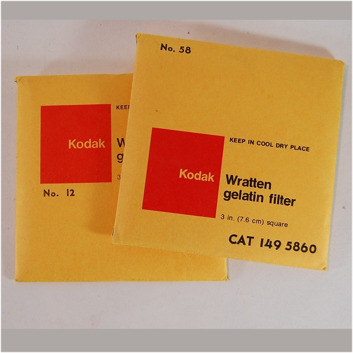 Vintage Kodak Wratten Gelatin Filters Two 2 Green No. 58 and