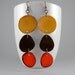 Suntan, Coffee, and Orange Shoulder Duster Trio of Tagua Nut Eco Friendly Earrings with Free Shipping