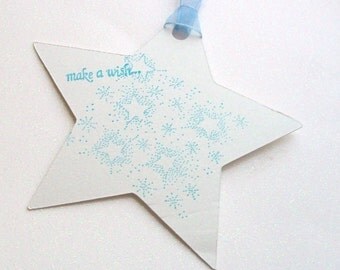 Wedding Wishing Tree Tags - Make a Wish Star in White with Blue (set of 50)