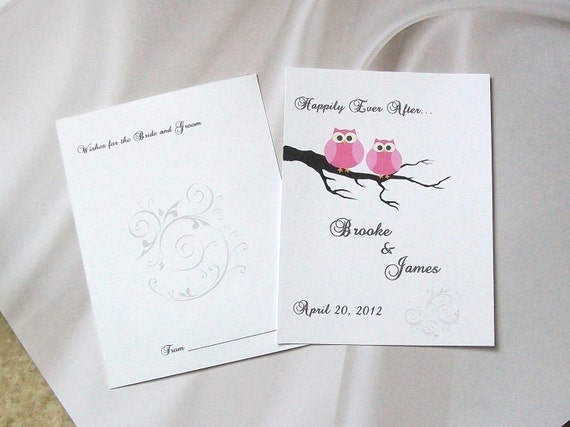 Wedding Wish Guest Book Alternative Cards - Personalized - Owls ...
