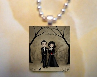 Gothic Romance - Wearable Scrabble Tile Art Pendant - Betrothed ...