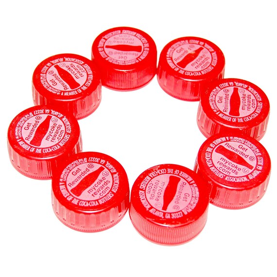 Items similar to 8 Red Screwon Liter Bottle Coke Rewards Caps on Etsy