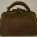 Vintage Steampunk Industrial Strength Leather Purse Doctor Bag with Locking Latch - I do like the lady with the alligator purse